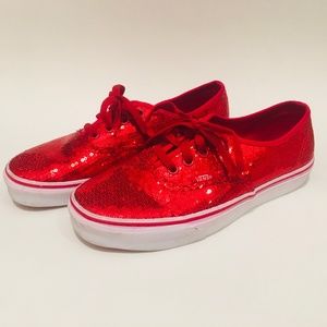 Sequin Red Vans Authentic Sneakers